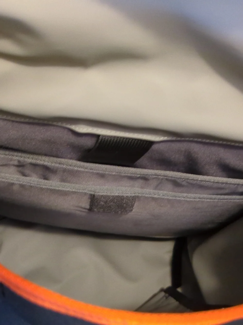 Timbuk2 Black Backpack with Orange Trim and Gray Base